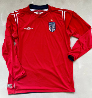 England 2004 Vintage Long-Sleeve Home Jersey-Olive & York