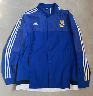 Real Madrid 2014/15 Vintage Snap Warmup Jacket-Olive & York