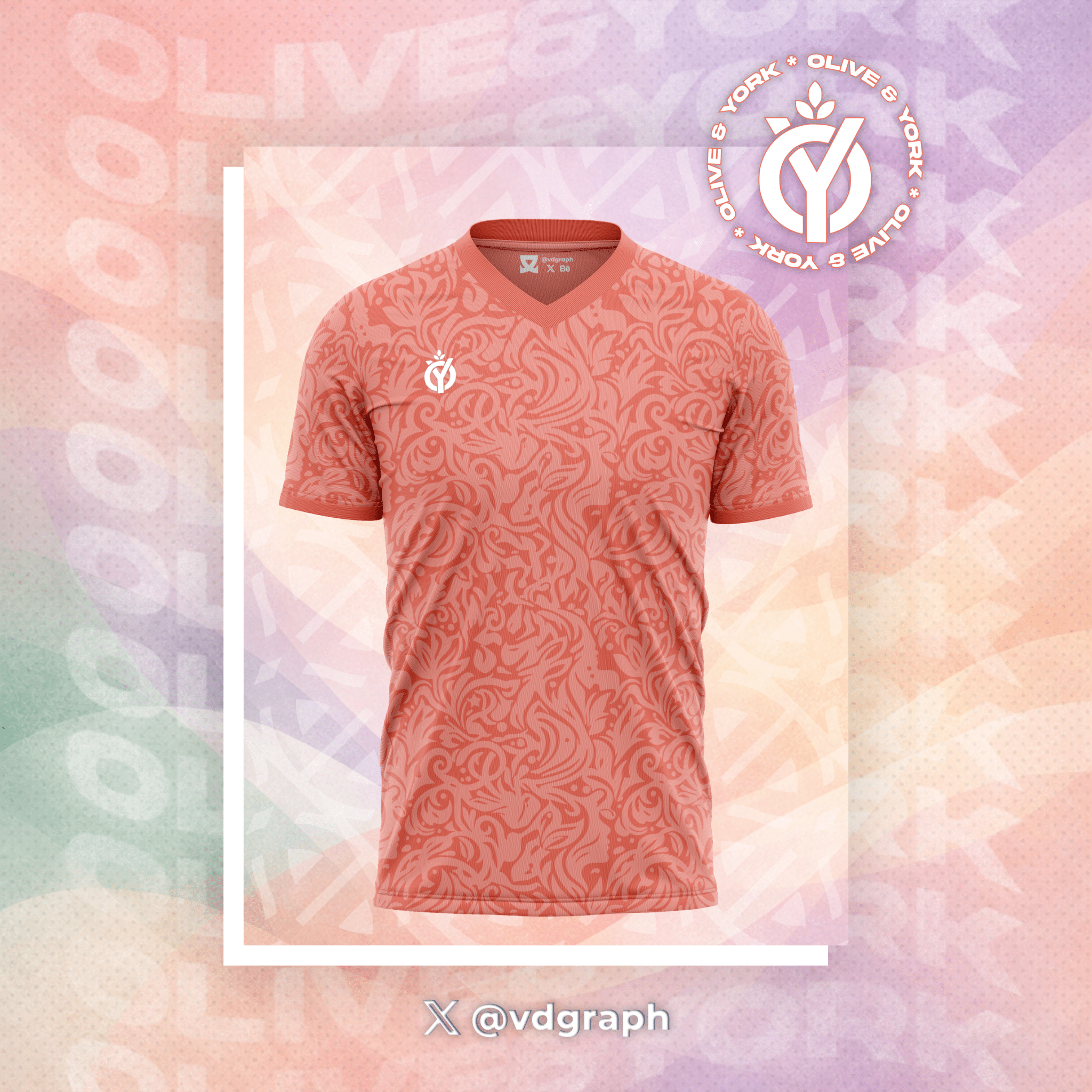 Coral Tapestry Jersey-Olive & York