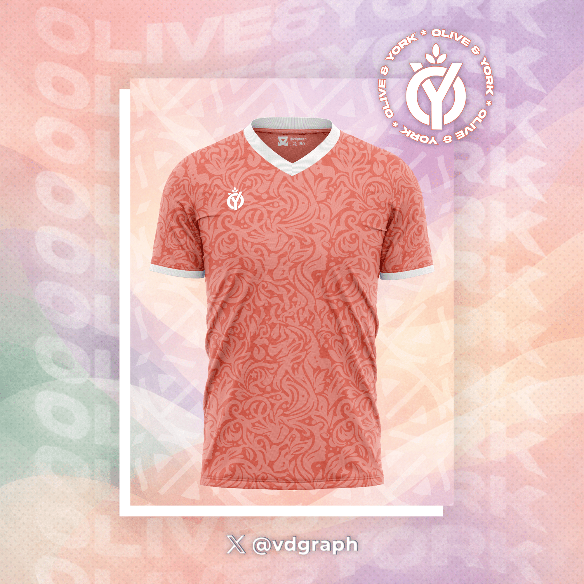 Coral Tapestry Jersey-Olive & York