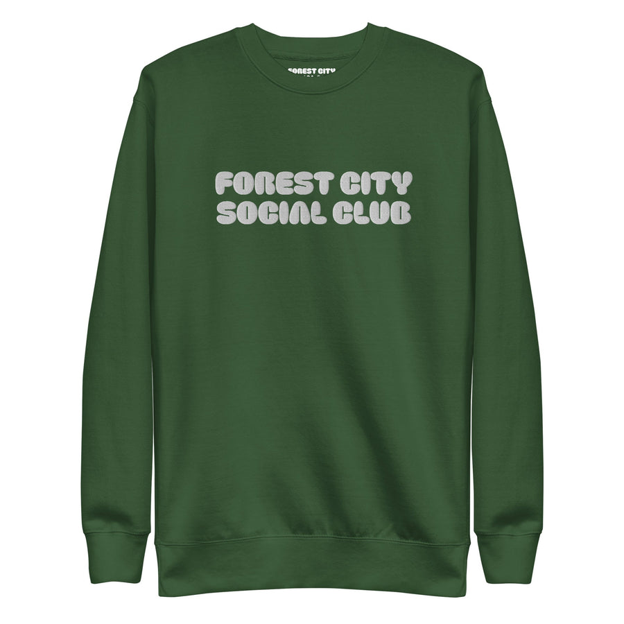 Forest City Social Club Embroidered Unisex Premium Sweatshirt-Olive & York