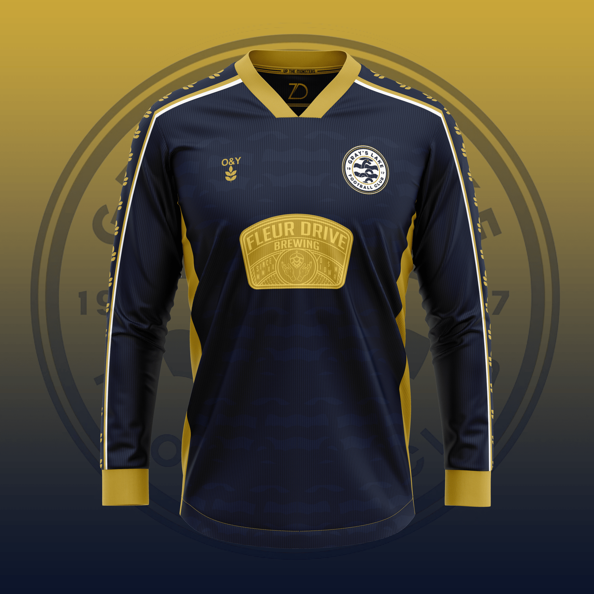 Gray's Lake FC 1851 Long-Sleeve Throwback Jersey-Olive & York