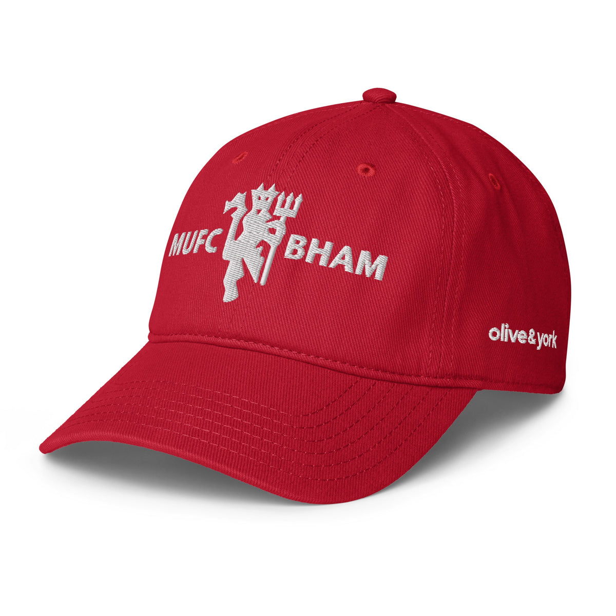 MUFC BHAM - red baseball cap-EMBROIDERY-Olive & York