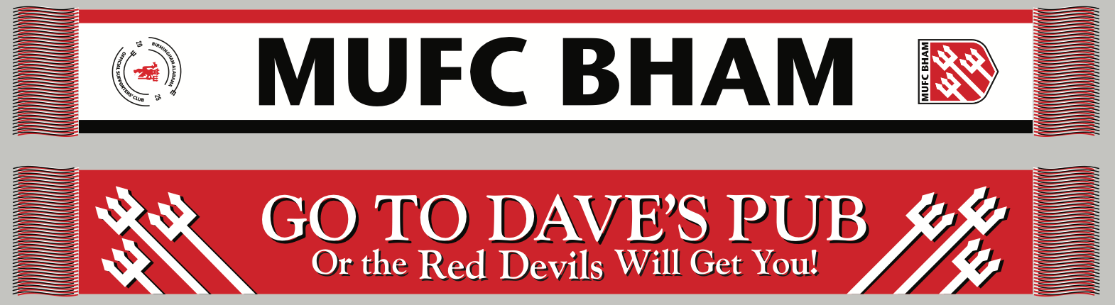 MUFC BHAM “Red Devils” Scarf Pre-Order-Olive & York