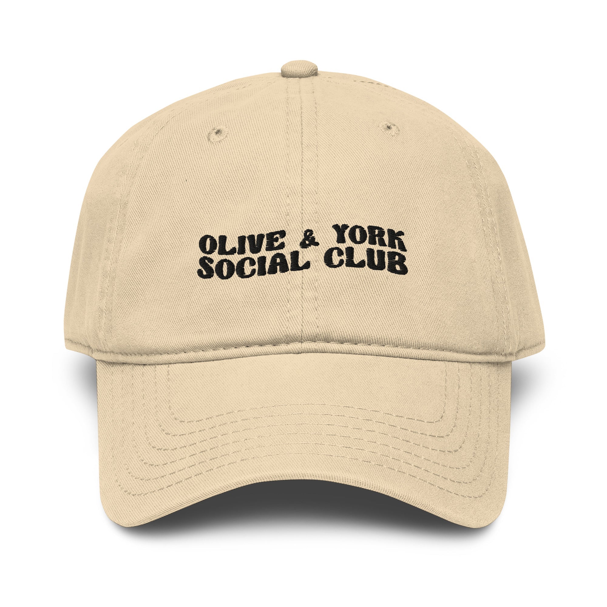 Olive & York Social Club Garment washed baseball cap-EMBROIDERY-Olive & York