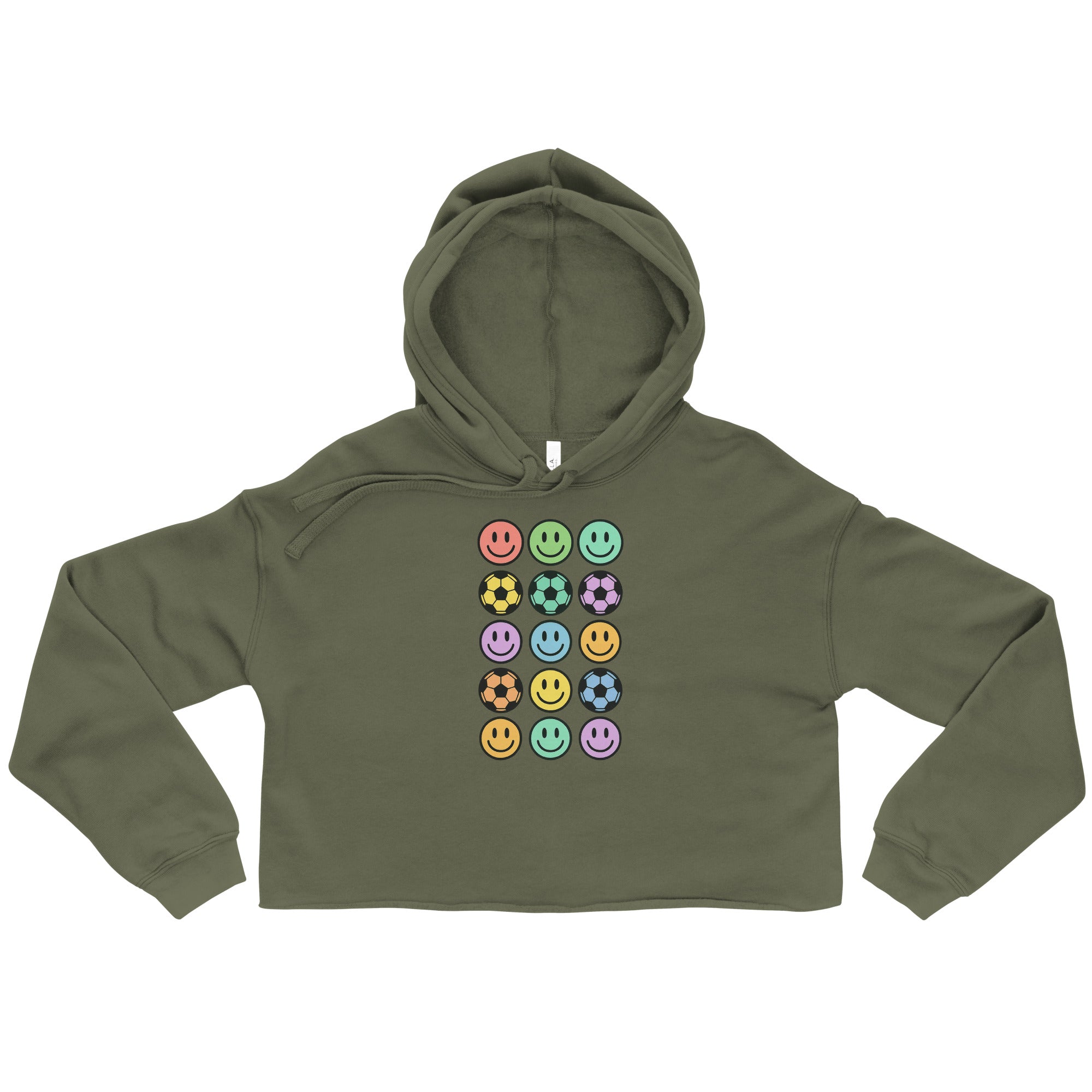 Happy Soccer Women's Crop Hoodie-Olive & York
