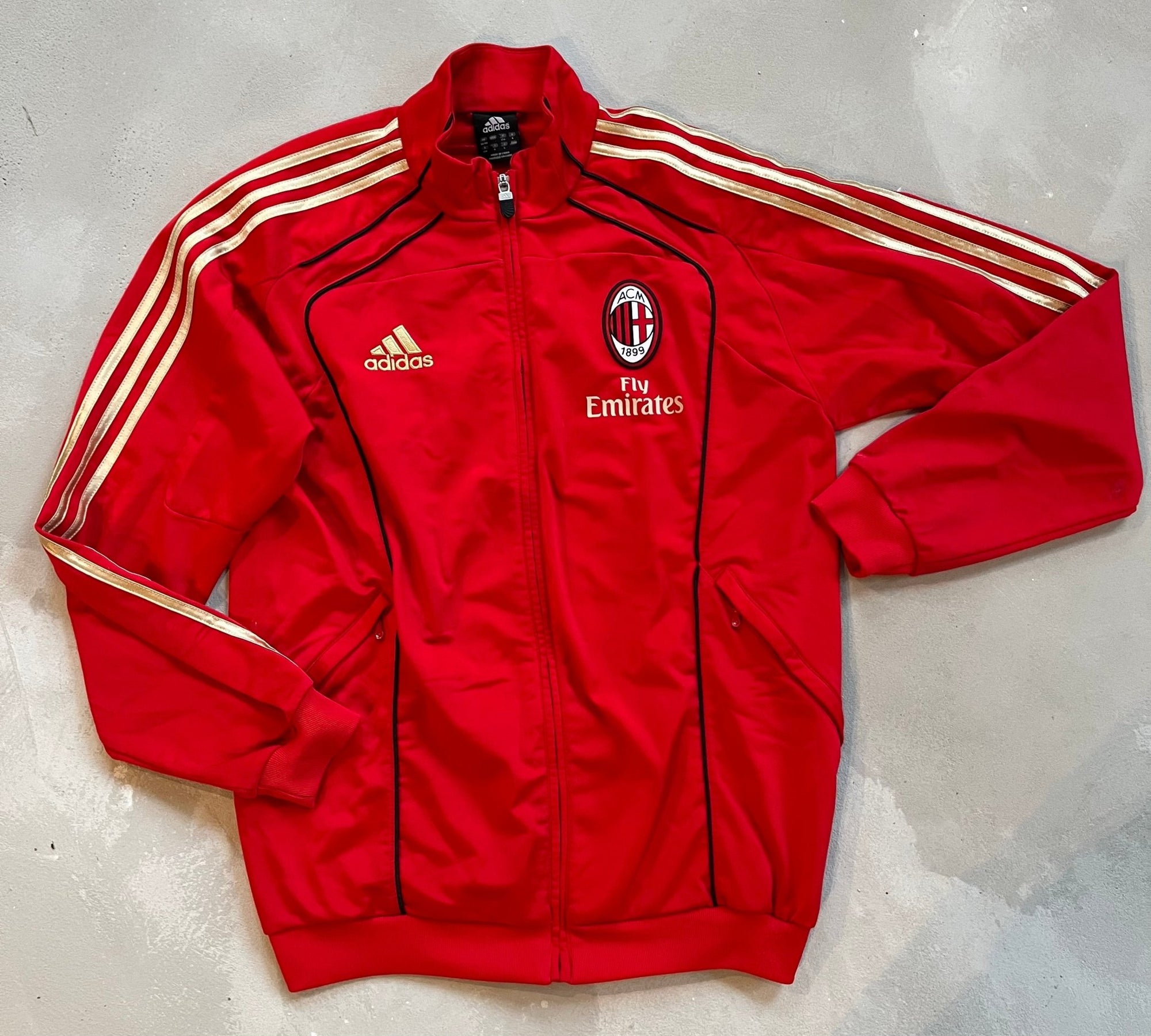 AC Milan Vintage Long-Sleeve Full Zip Training Jacket - Size Large-Olive & York