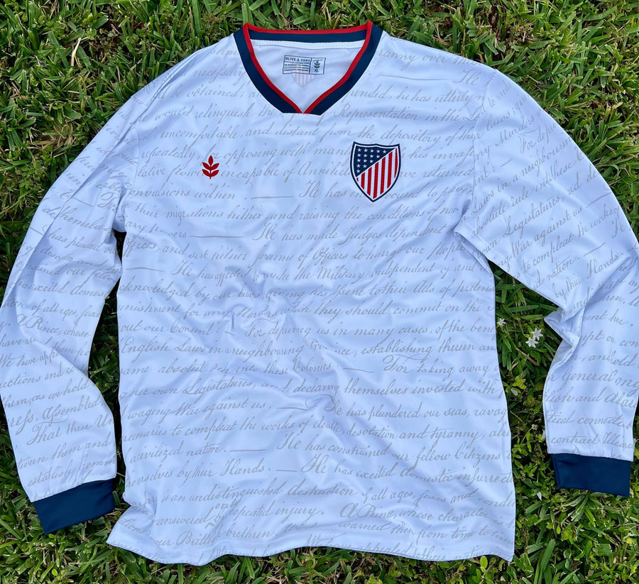 USA Declaration of Independence Long-Sleeve White Jersey-Olive & York